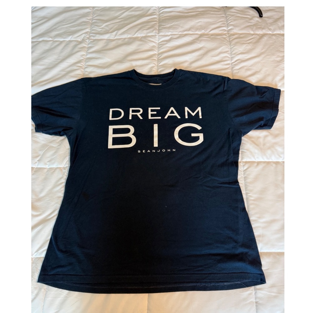 Sean John T-Shirt Mens XL Navy Blue Good Dream Big Graphic Cotton Tee